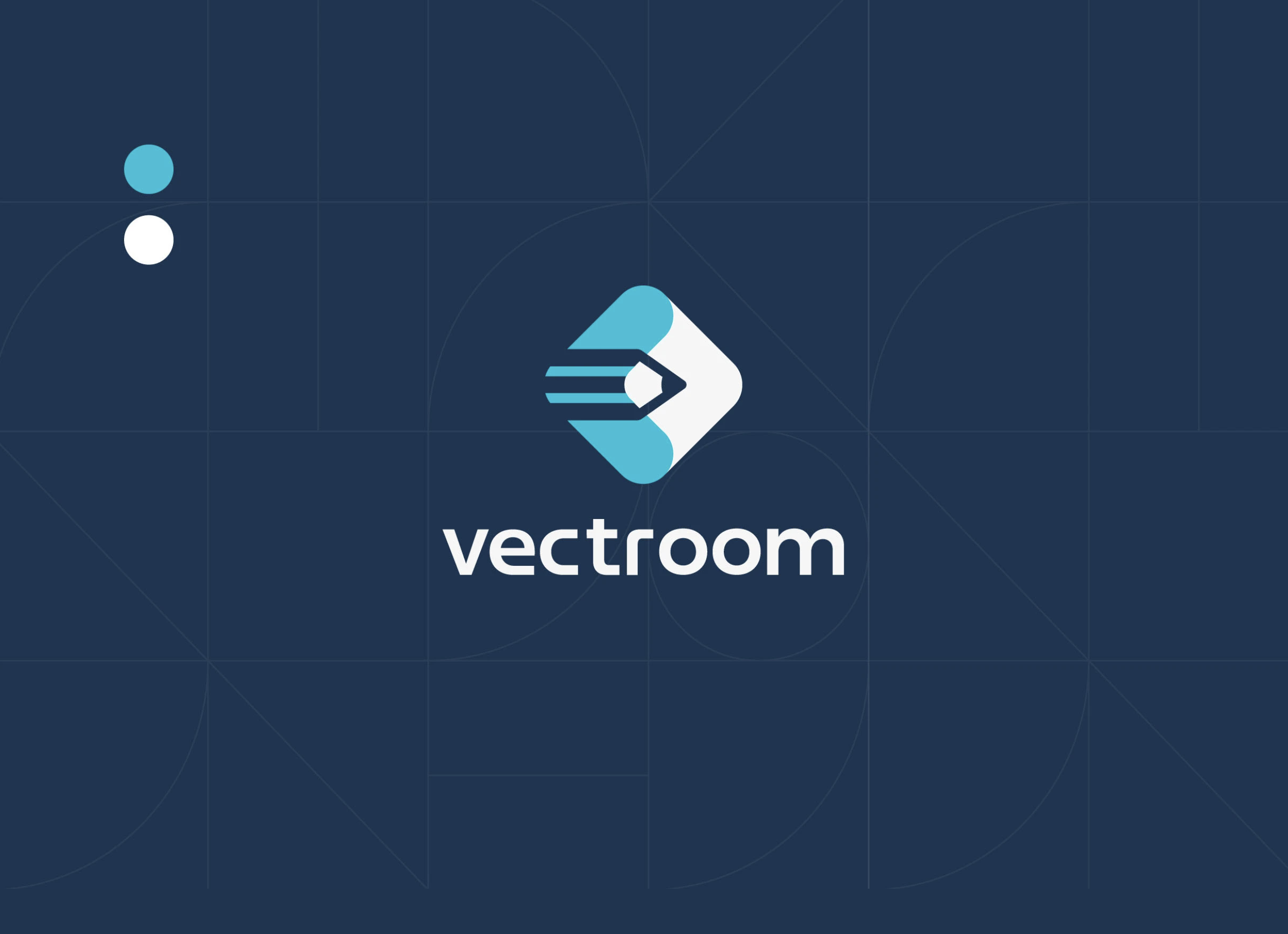 Vectroom — logo design with construction grid.
