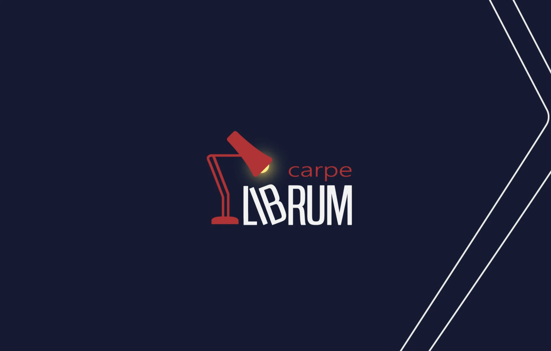 Carpe Librum — bookstore logo with desk-lamp mark.