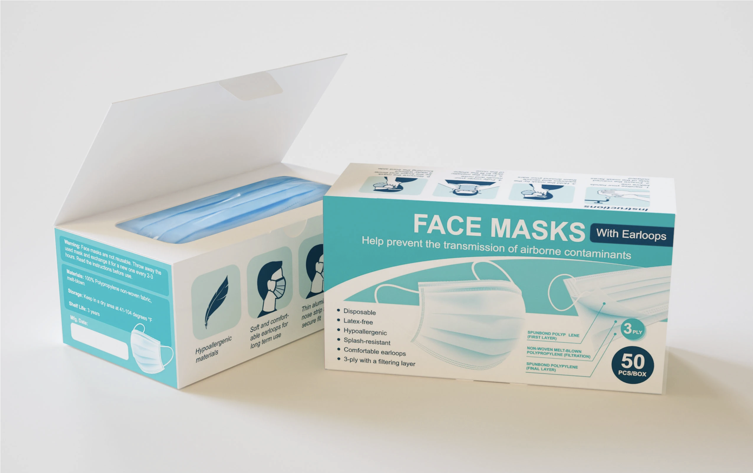 Medical face masks — packaging design.