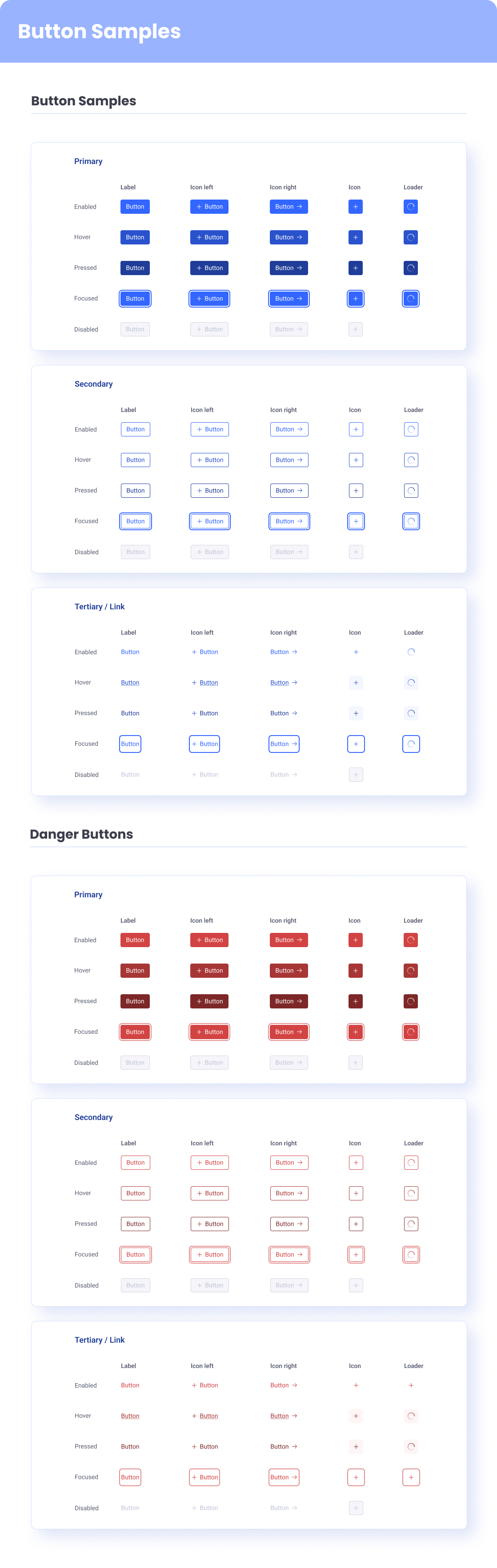 EasyDMARC button samples — primary, secondary, tertiary, destructive, and ghost variants composed for review.