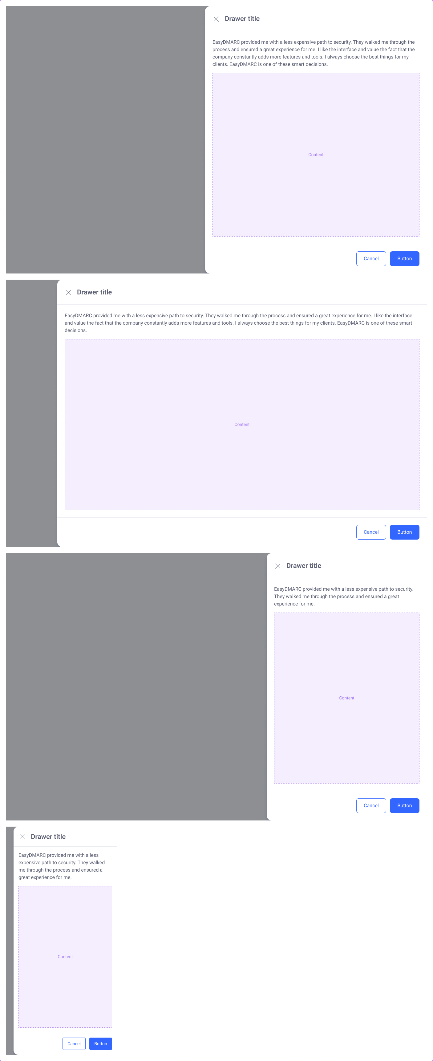 EasyDMARC drawer — alternate width and content density.