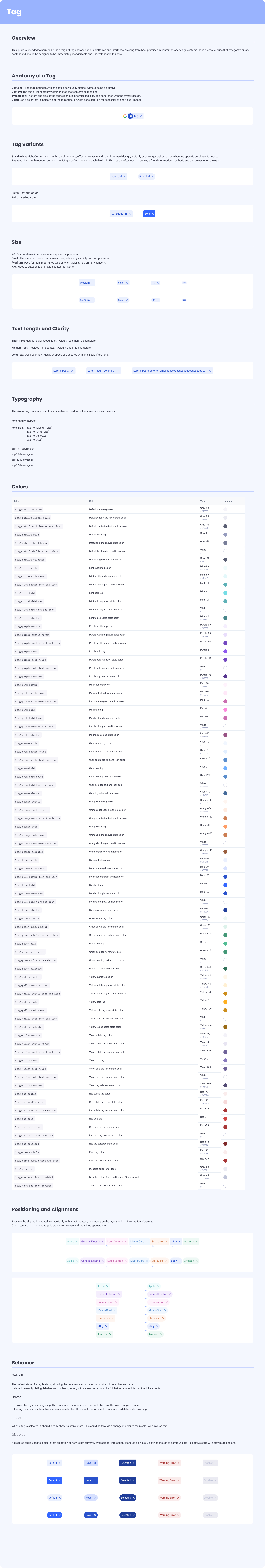 EasyDMARC tag component — labels for categorization, filters, and metadata, with multiple colors and removable variants.