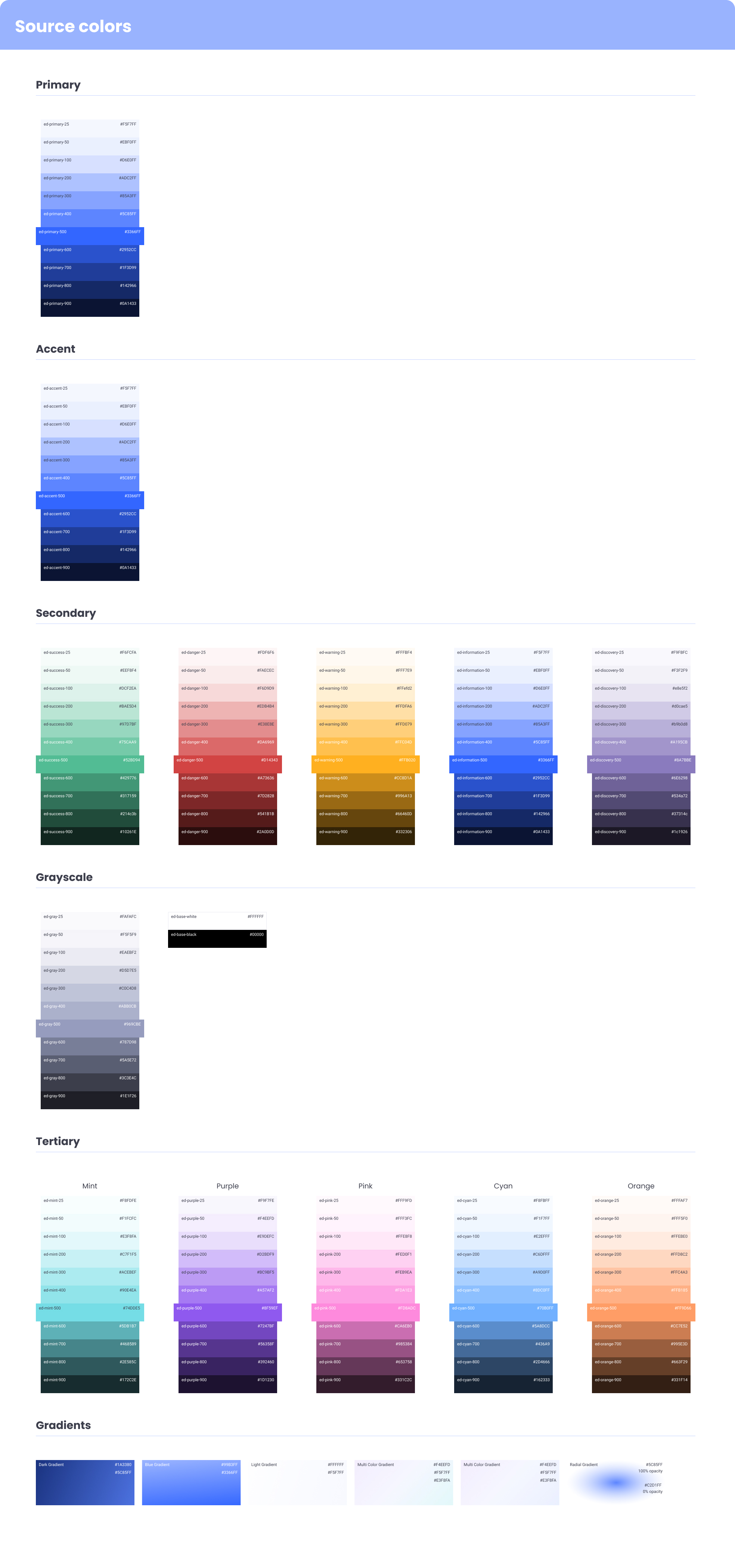 EasyDMARC design system source colors — the raw hue inputs that define what the brand can use.