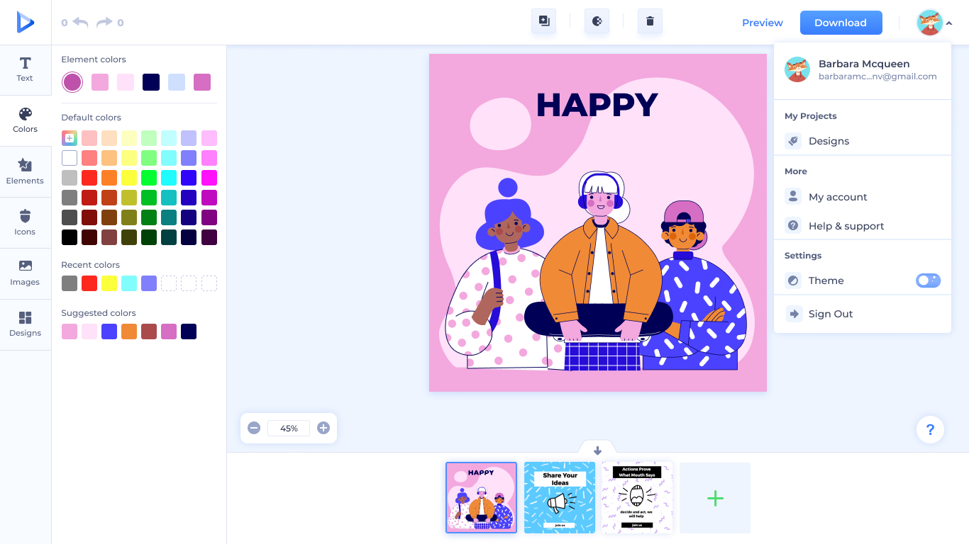 Download and preview button — hover or expanded state.