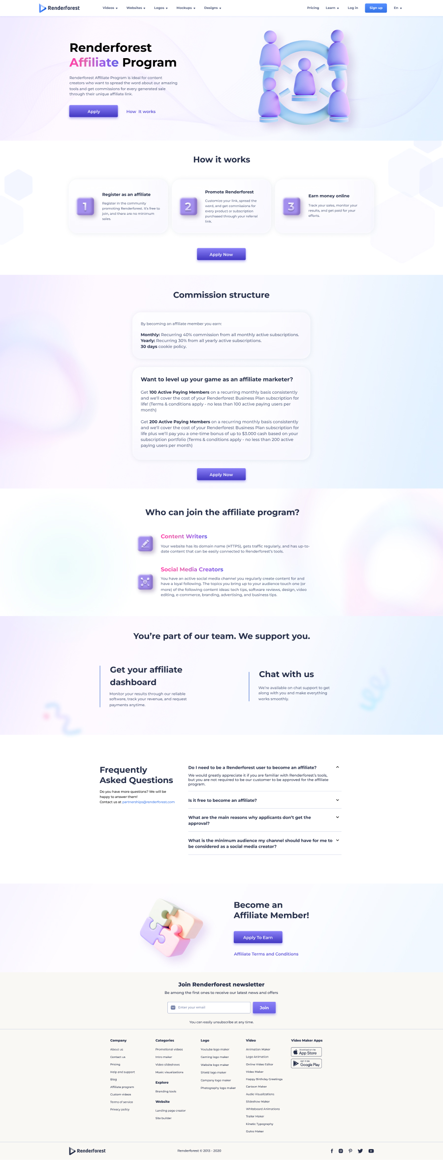 Affiliate program — 3D-led program landing page.