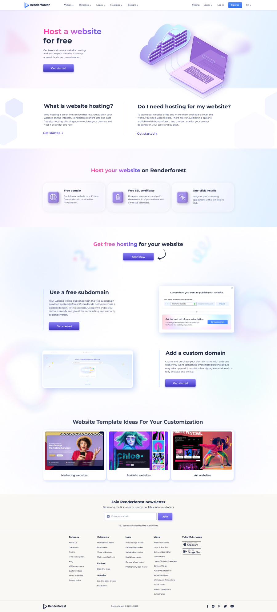 Free website hosting — infrastructure landing page.