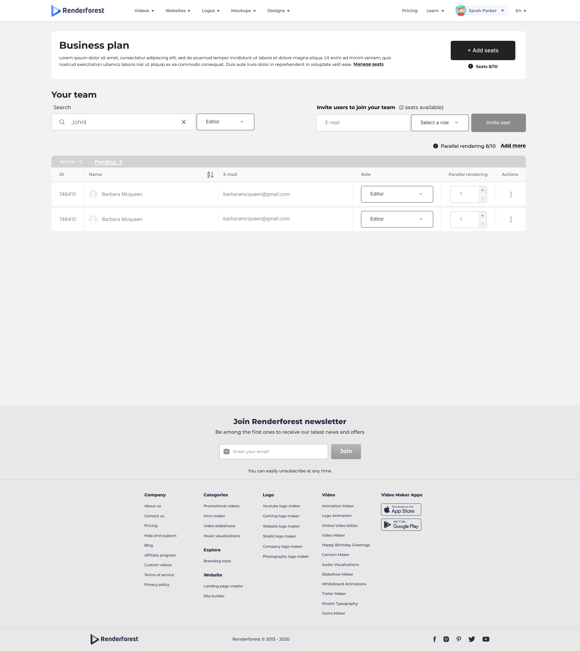 No active users — all invites pending, none accepted yet.