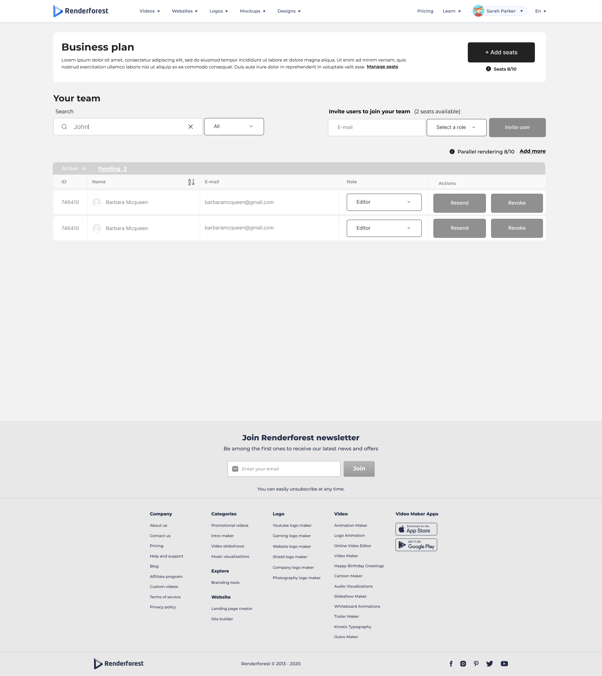 Pending users — invitations sent and awaiting response, with reminders and cancel actions surfaced.