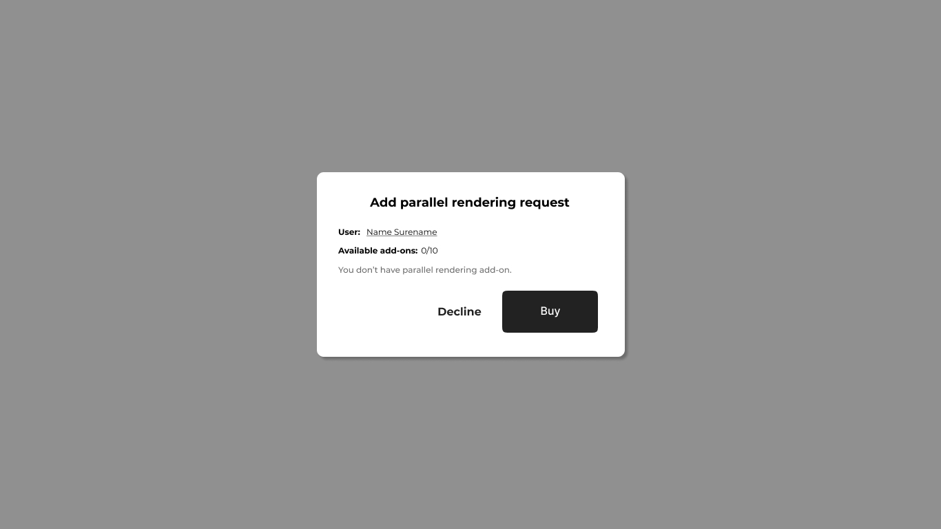 Parallel rendering request — the member-side form to request additional rendering capacity.